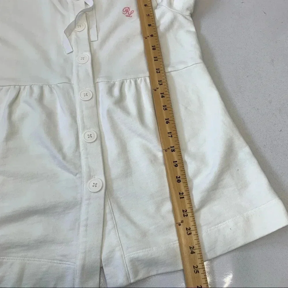 Polo Ralph‎ Lauren Girls Swim Coverup Medium White Hood 100% Cotton Logo